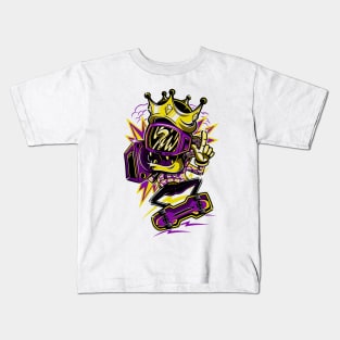 King TV Skater Purple Gold Kids T-Shirt